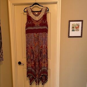 Bila Asymmetrical Dress - Red and Purple, NWOT